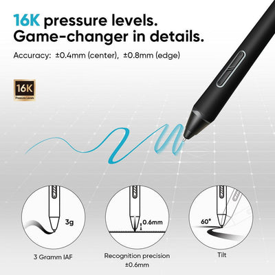 16K pressure levels, 60 degree tilt & recognition precision in Deco Pro (Gen 2) graphic tablet by XPPen